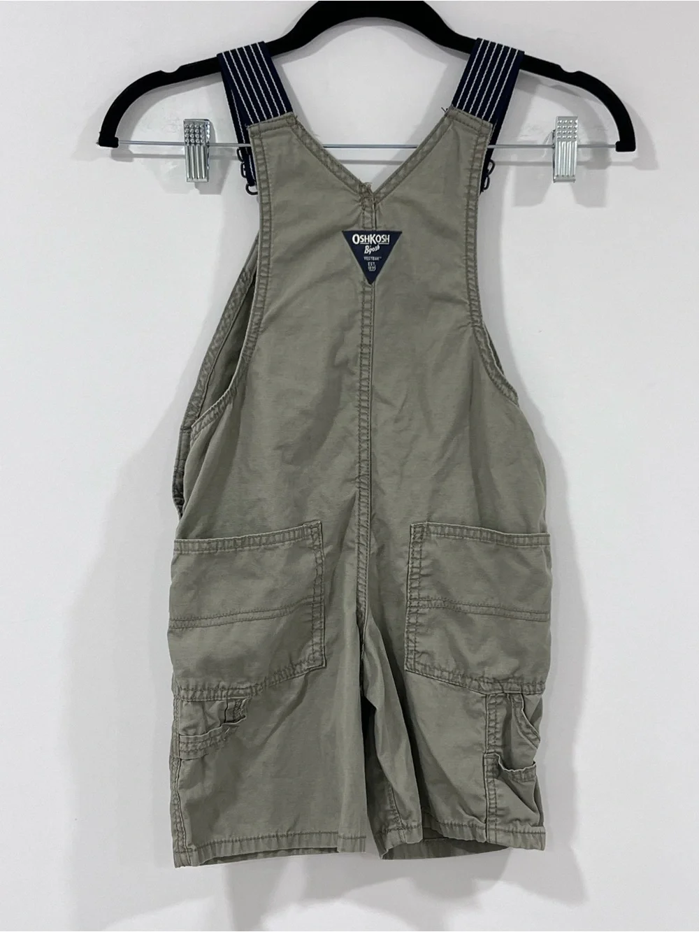 OshKosh B'gosh Olive Green Overalls with White Trim